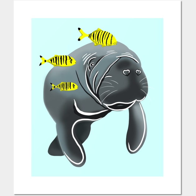 Dugong and Golden Trevally Fishes Wall Art by Spirit Animals 21